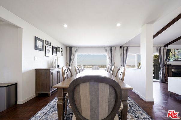 Dining room, Interior, Recessed Lighting, Wood Texture Flooring