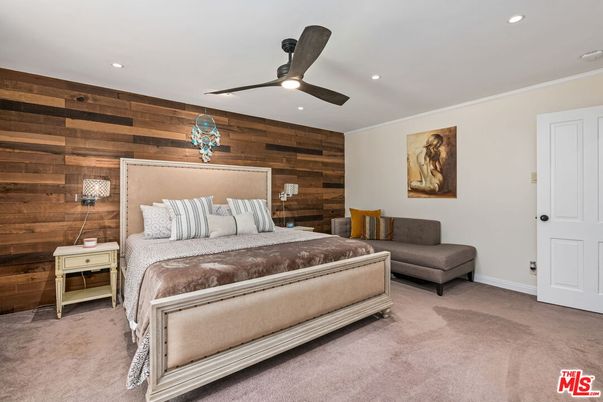 Bedroom, Interior, Recessed Lighting, Wooden Walls