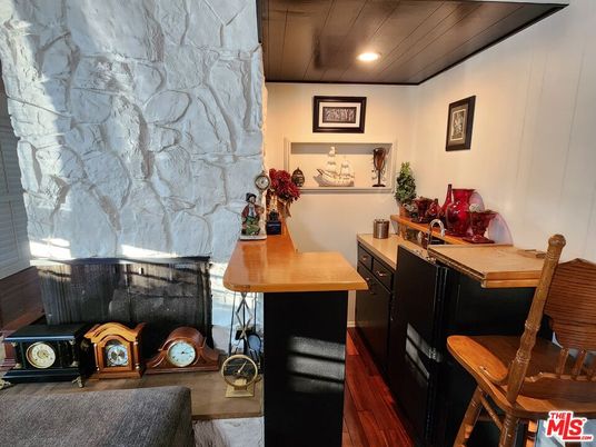 Interior, Recessed Lighting, Stone Walls, Wood Texture Flooring