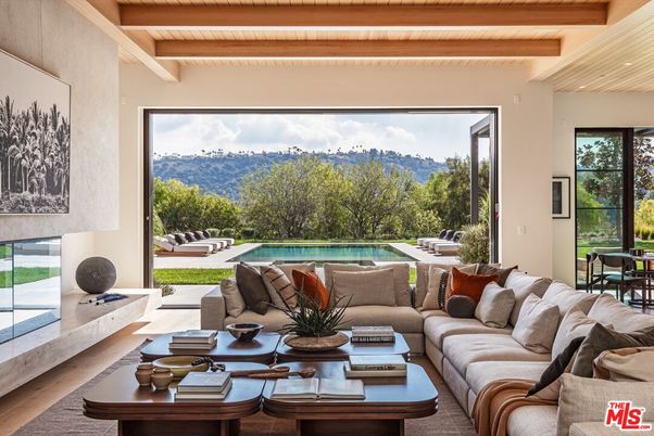 Dining room, Fireplace, Interior, Living room, Pool, Wooden Beams, Wooden Ceilings, Wood Texture Flooring