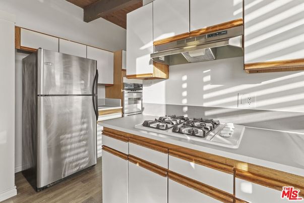 Interior, Kitchen, Stainless Steel Appliances, Wooden Beams, Wood Texture Flooring