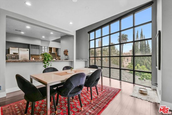 Dining room, Interior, Recessed Lighting, Wood Texture Flooring