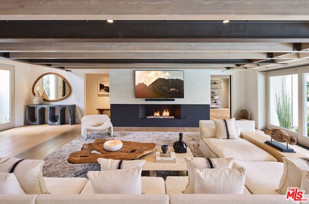 Fireplace, Interior, Living room, Wooden Beams, Wood Texture Flooring