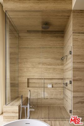 Bathroom, Glass Shower, Interior, Wooden Ceilings, Wood Texture Flooring, Wooden Walls