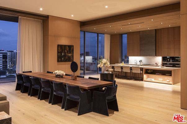 Dining room, Interior, Kitchen, Recessed Lighting, Stainless Steel Appliances, Wooden Ceilings, Wood Texture Flooring