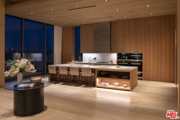 Interior, Kitchen, Recessed Lighting, Stainless Steel Appliances, Wooden Ceilings, Wood Texture Flooring