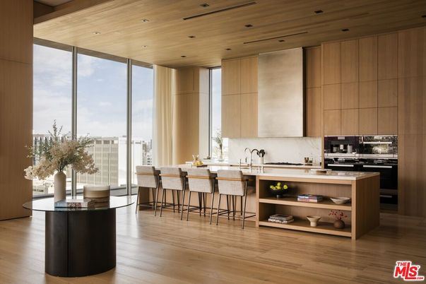 Interior, Kitchen, Recessed Lighting, Stainless Steel Appliances, Wooden Ceilings, Wood Texture Flooring