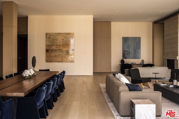 Dining room, Interior, Living room, Recessed Lighting, Wood Texture Flooring
