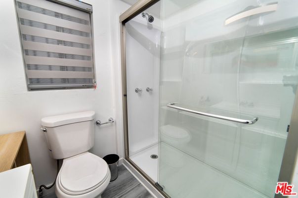 Bathroom, Glass Shower, Interior, Wood Texture Flooring