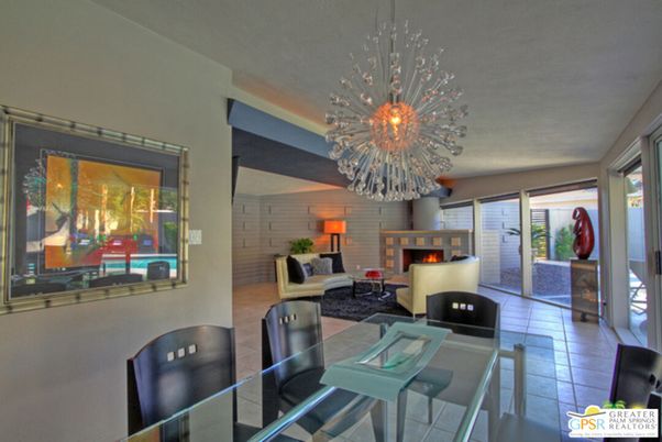 Chandelier, Dining room, Fireplace, Interior, Living room, Pendant Lights, Stone Walls