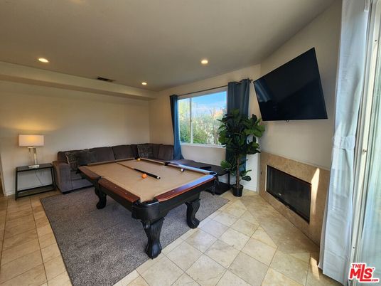 Billiard Table, Fireplace, Game Room, Interior, Recessed Lighting