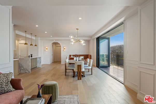 Dining room, Interior, Pendant Lights, Recessed Lighting, Wood Texture Flooring