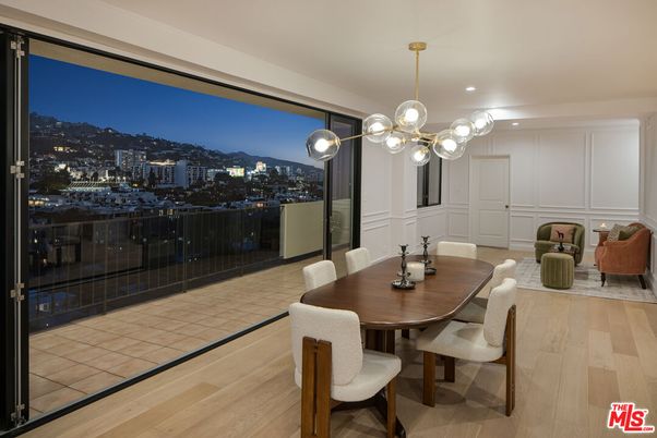 Dining room, Interior, Pendant Lights, Recessed Lighting, Wood Texture Flooring