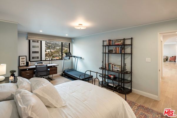 Bedroom, Fitness Equipment, Home Office, Interior, Recessed Lighting, Wood Texture Flooring