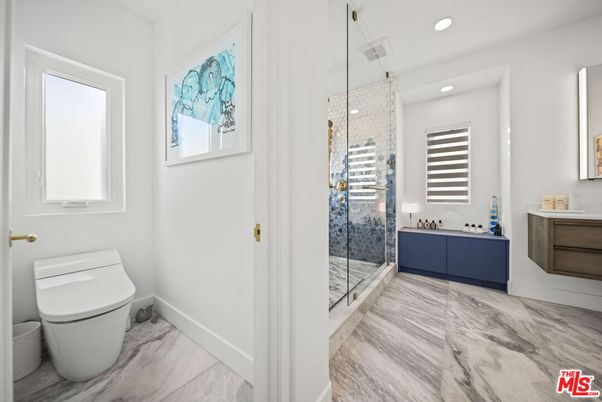 Bathroom, Glass Shower, Interior, Marble, Recessed Lighting
