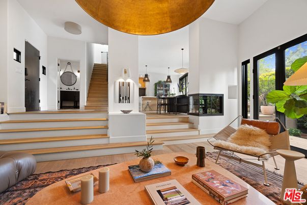 Dining room, Interior, Living room, Pendant Lights, Wood Texture Flooring