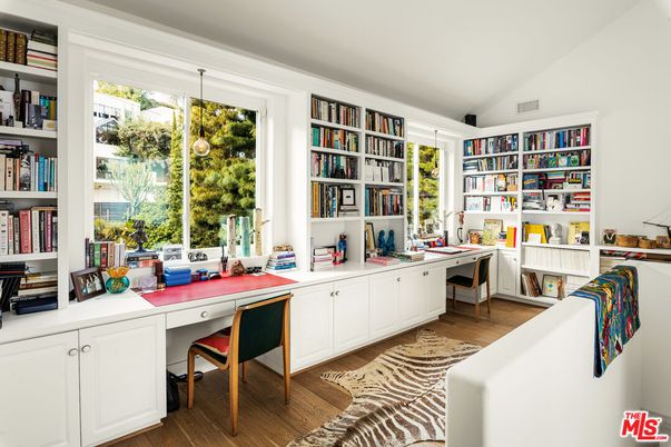 Home Office, Interior, Pendant Lights, Wood Texture Flooring
