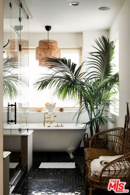 Bathroom, Chandelier, Free Standing Baths, Glass Shower, Interior, Recessed Lighting