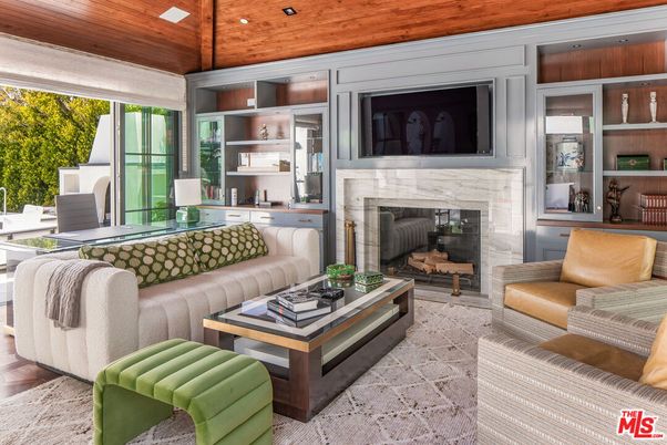Fireplace, Interior, Living room, Recessed Lighting, Wooden Ceilings, Wood Texture Flooring