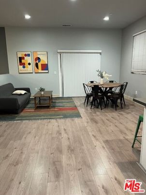 Dining room, Interior, Living room, Recessed Lighting, Wood Texture Flooring