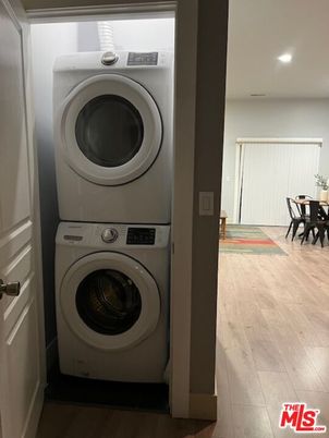 Dining room, Interior, Recessed Lighting, Utility Closets, Washer, Wood Texture Flooring