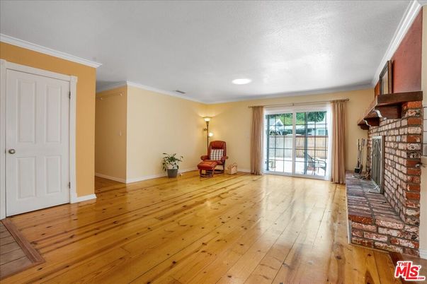 Empty room, Fireplace, Interior, Recessed Lighting, Wood Texture Flooring