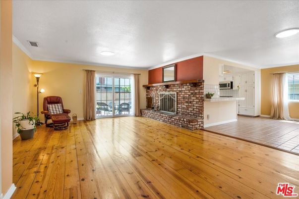 Empty room, Fireplace, Interior, Recessed Lighting, Wood Texture Flooring
