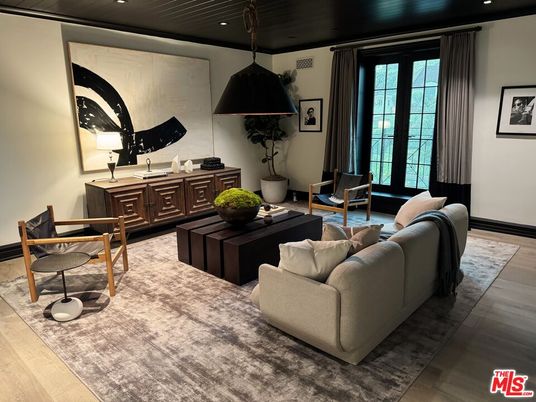 Interior, Living room, Pendant Lights, Recessed Lighting, Wood Texture Flooring