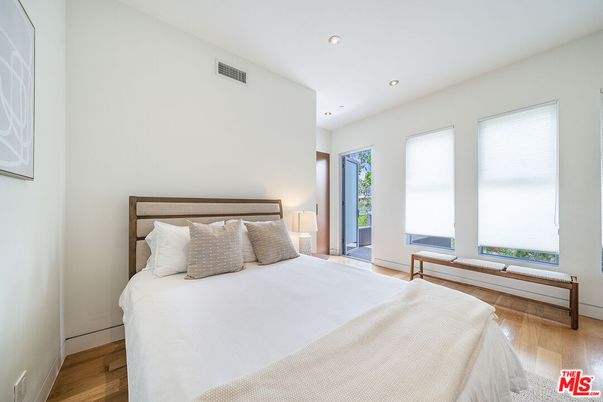 Bedroom, Interior, Recessed Lighting, Water, Wood Texture Flooring