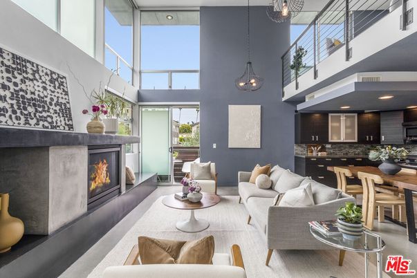 Dining room, Fireplace, Interior, Kitchen, Living room, Pendant Lights, Recessed Lighting
