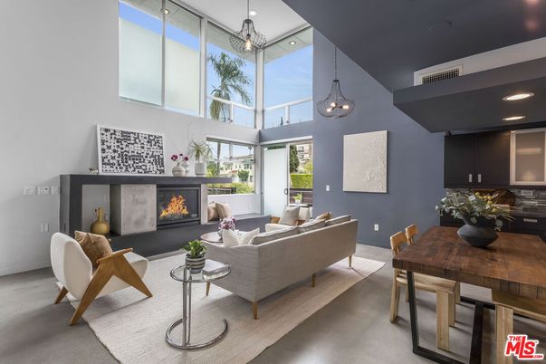 Dining room, Fireplace, Interior, Living room, Pendant Lights, Recessed Lighting
