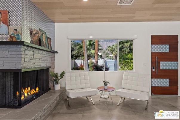 Fireplace, Interior, Recessed Lighting, Wooden Ceilings
