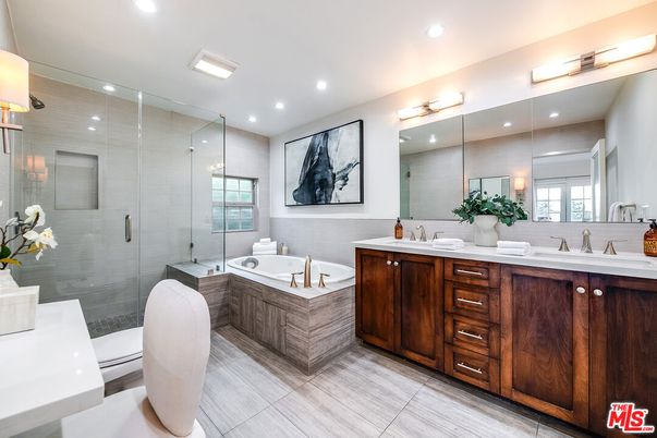 Bathroom, Dual Sink Vanities, Glass Shower, Interior, Recessed Lighting
