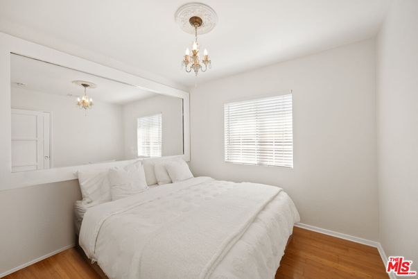 Bedroom, Chandelier, Interior, Wood Texture Flooring