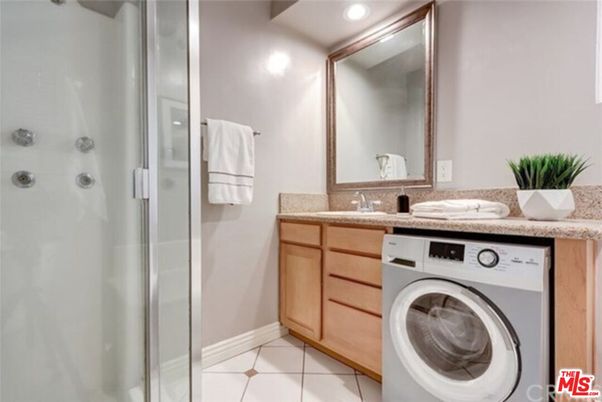 Bathroom, Glass Shower, Interior, Recessed Lighting, Washer