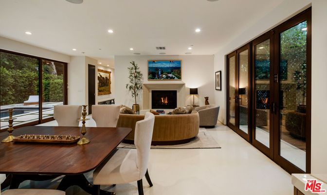 Dining room, Fireplace, Interior, Living room, Recessed Lighting