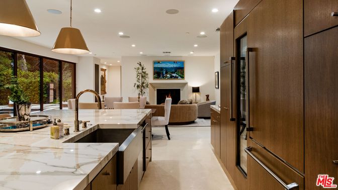Dining room, Fireplace, Interior, Kitchen, Living room, Pendant Lights, Recessed Lighting