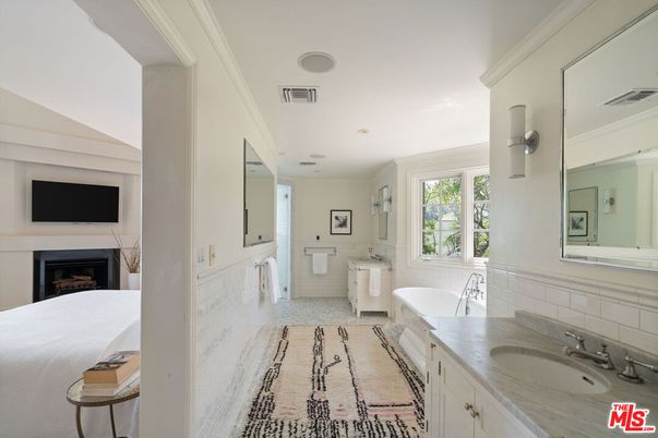 Bathroom, Dual Sink Vanities, Fireplace, Interior, Marble