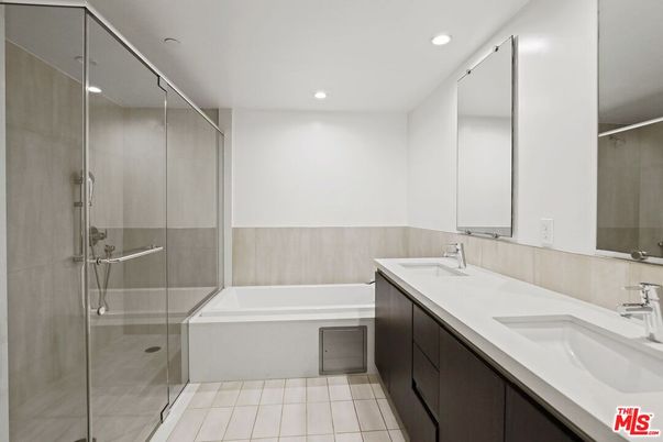 Bathroom, Dual Sink Vanities, Glass Shower, Interior, Recessed Lighting