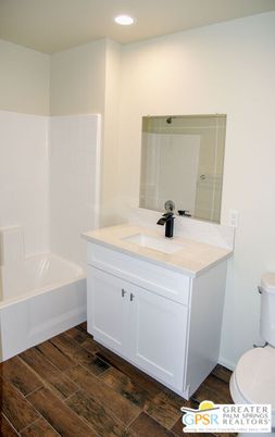 Bathroom, Interior, Recessed Lighting, Wood Texture Flooring