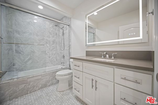 Bathroom, Glass Shower, Interior, Marble Walls, Recessed Lighting