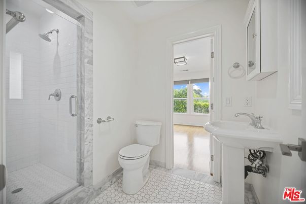 Bathroom, Glass Shower, Interior, Wood Texture Flooring
