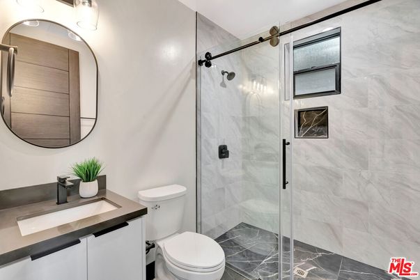 Bathroom, Glass Shower, Interior, Marble Walls