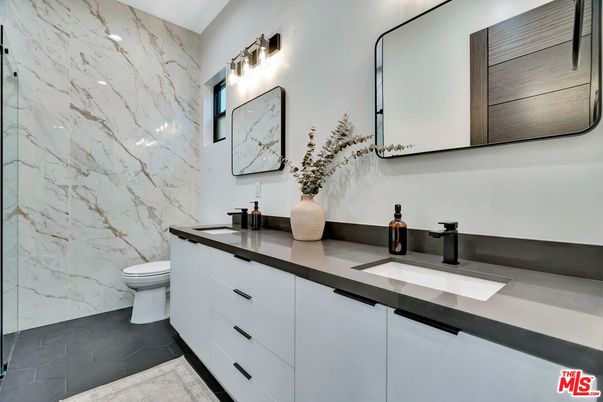 Bathroom, Dual Sink Vanities, Interior, Marble Walls