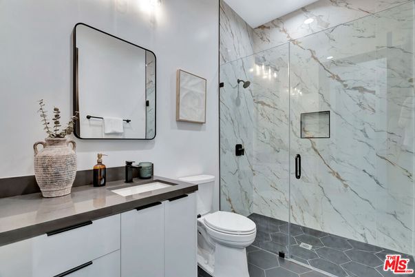 Bathroom, Glass Shower, Interior, Marble Walls