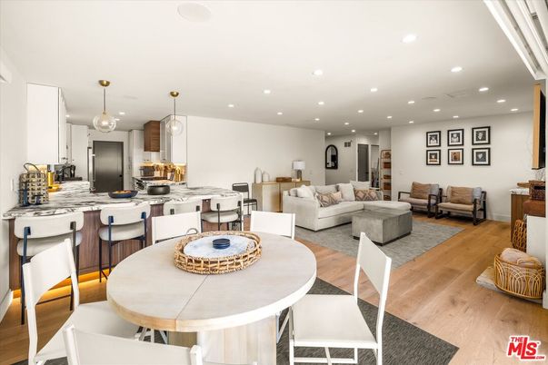 Dining room, Interior, Kitchen, Living room, Pendant Lights, Recessed Lighting, Wood Texture Flooring
