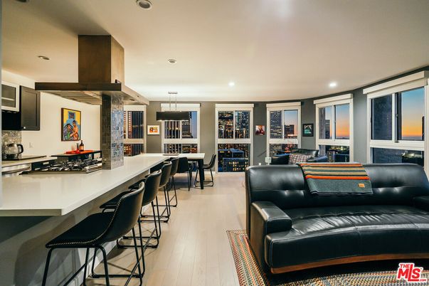 Interior, Kitchen, Living room, Pendant Lights, Recessed Lighting, Wood Texture Flooring