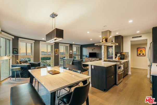 Dining room, Interior, Kitchen, Living room, Pendant Lights, Recessed Lighting, Wood Texture Flooring