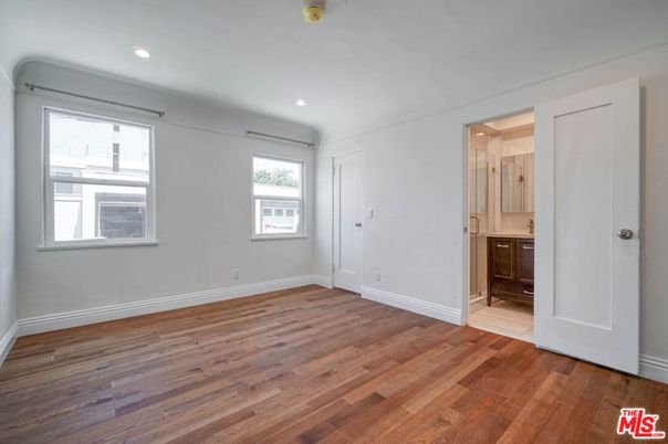 Bathroom, Empty room, Interior, Recessed Lighting, Wood Texture Flooring