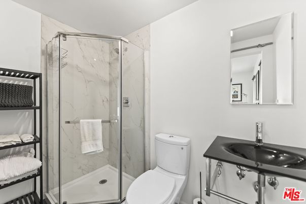 Bathroom, Glass Shower, Interior, Marble Walls
